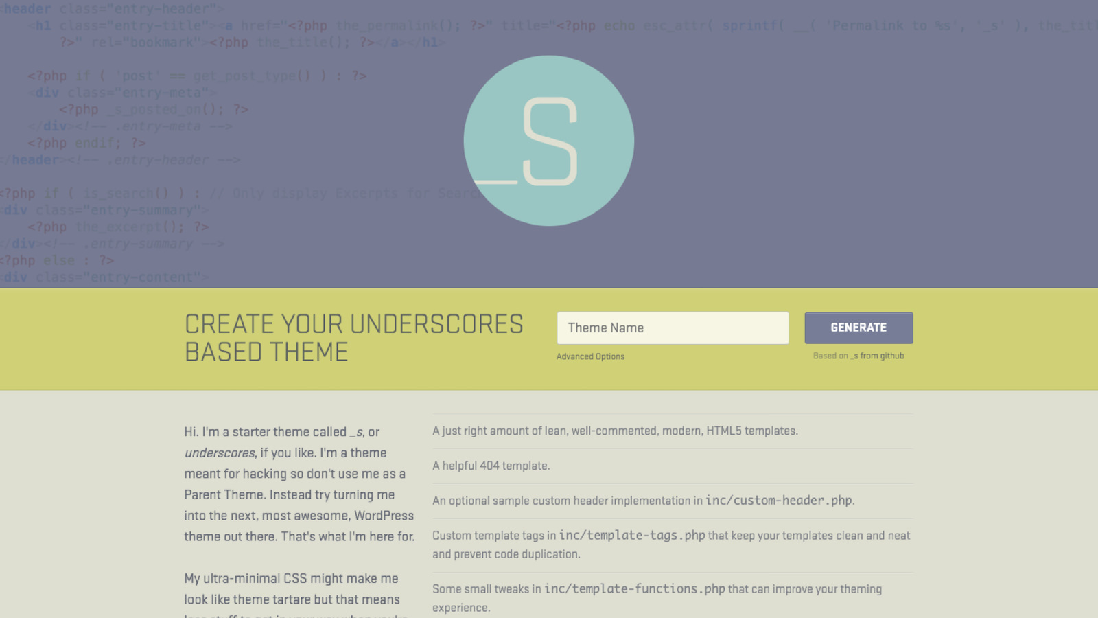 Wp underscores